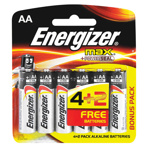 Energizer Max Aa - 6 Pack  4+2 Free E91Bp6