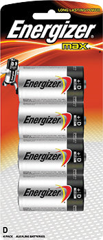 Energizer Max D - 4 Pack (Moq 6) E95Hp4-Max