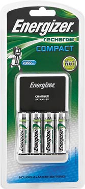 Energizer Compact Charger C/W Aa Batteries Charges Aa Aaa 9V