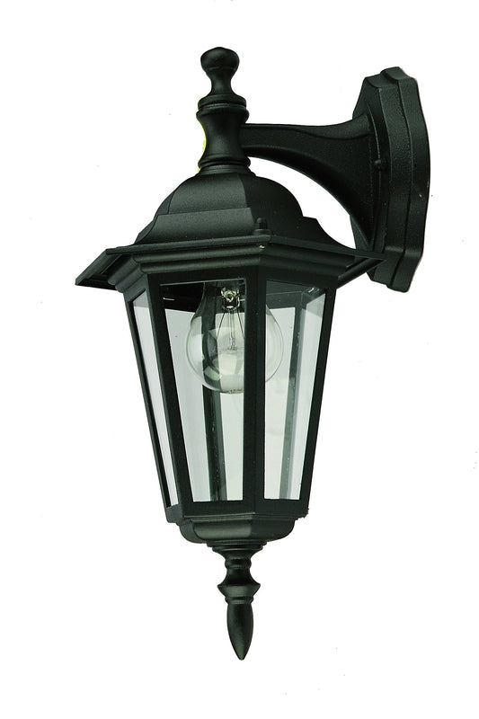 Black Aluminium 6-Panel Down Facing Outdoor Lantern