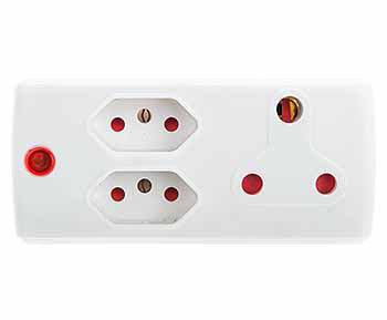 Adaptor 1X16A+2X5A White E/Mate