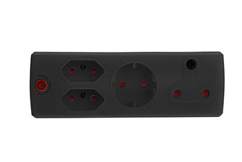 Adaptor 1X16A+2X5A+1Xsk Black E/Mate