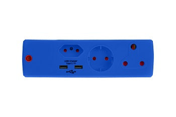 Adaptor 1X16A+1X5A+1Sk+2Usb Blue E/Mate