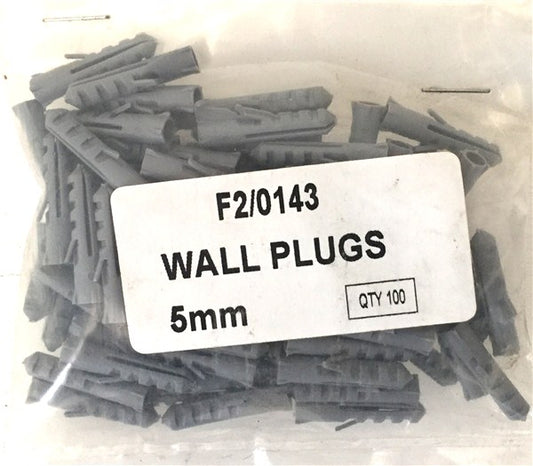 Wall Plugs Plastic  5Mm Grey Box 100