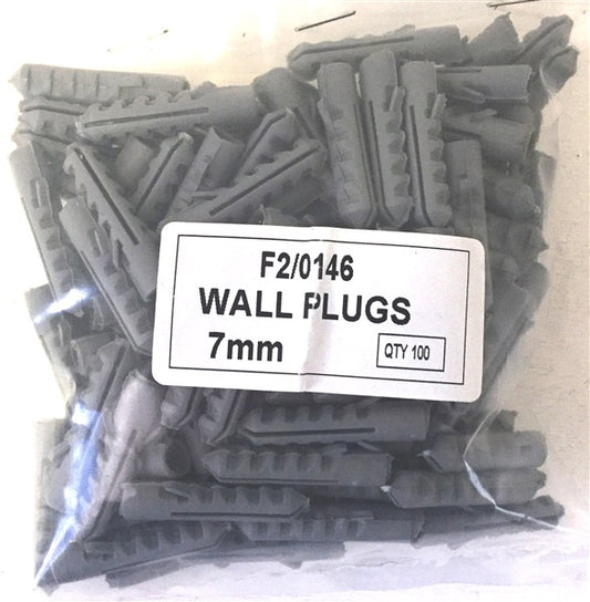 Wall Plugs Plastic  7Mm Grey Box 100