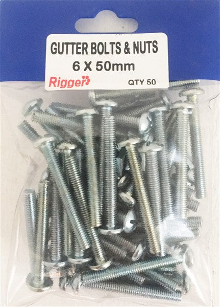 Bolt Gutter & Nuts - 6Mm*50Mm - Blist Of 50