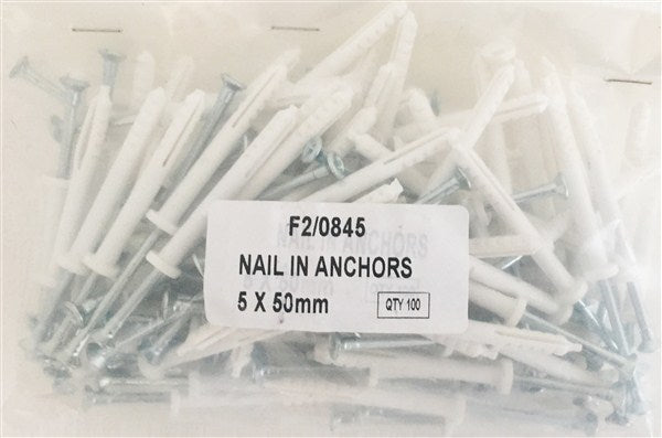 Nail In Anchors Bulk 5X 50 Pack 100