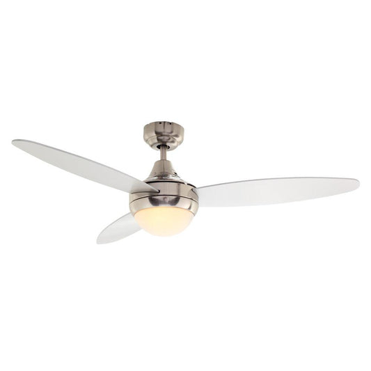 48" 3 Blade Swirl Ceiling Fan With Light - Silver Black / Satin Chrome