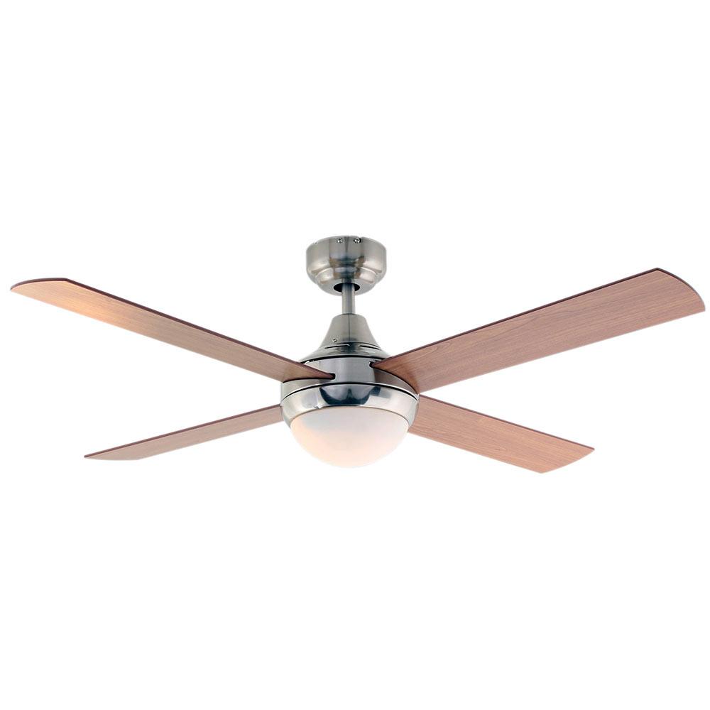 48" 4 Blade Twister Ceiling Fan With Light - Natural Wood / Satin Chrome