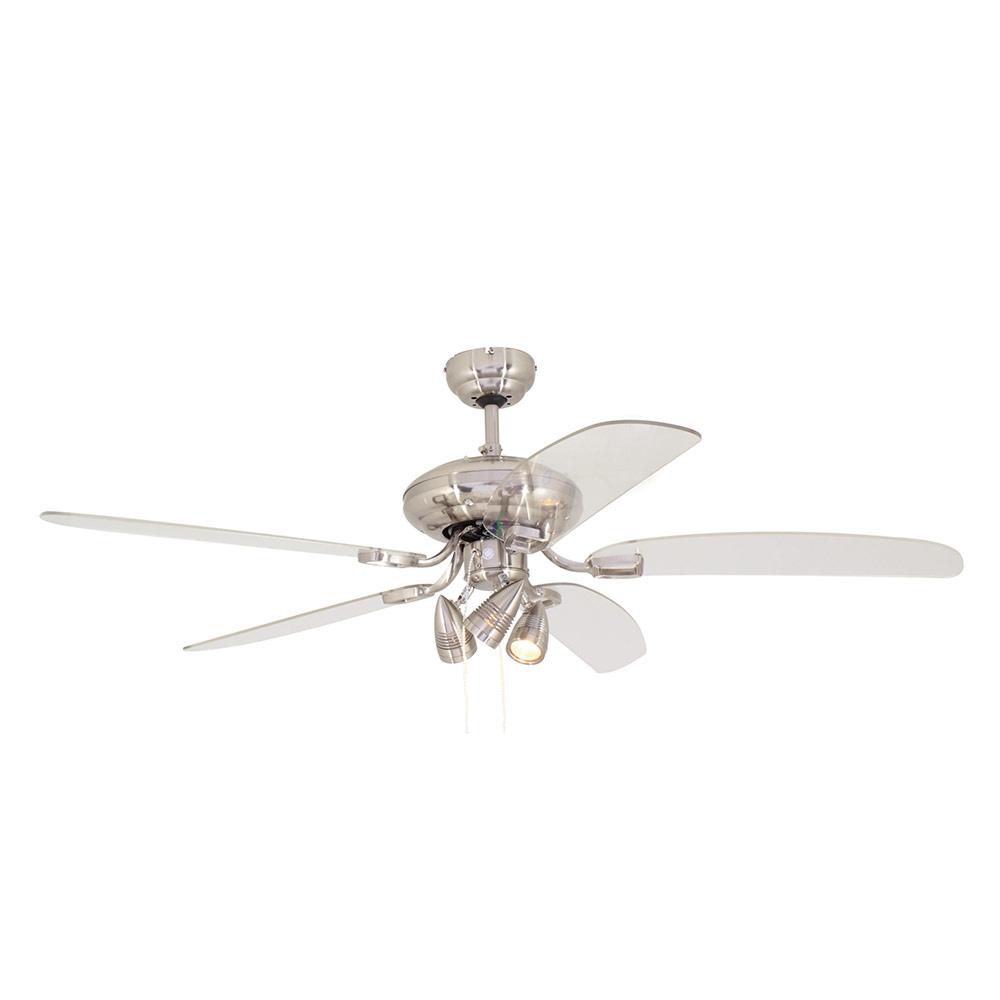 52" 5 Blade Tempo Ceiling Fan With Lights - Satin Chrome