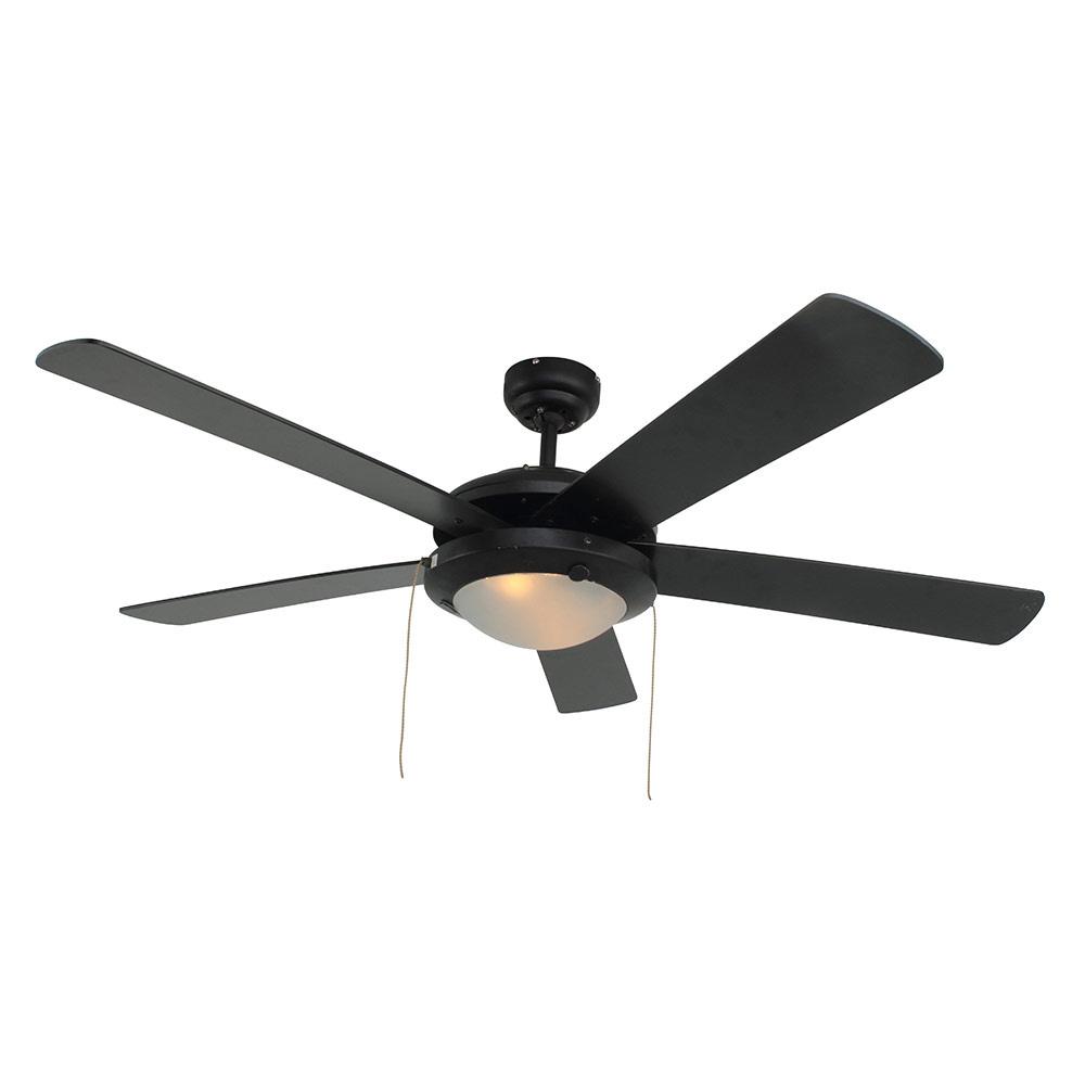 52" 5 Blade Comet Ceiling Fan With Light - Black