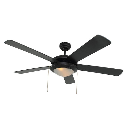 52" 5 Blade Comet Ceiling Fan With Light - Black