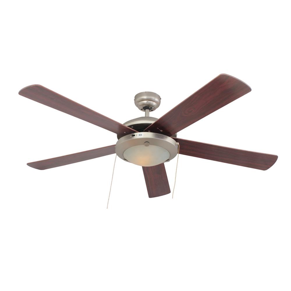 52" 5 Blade Comet Ceiling Fan With Light - Cherry Wood / Satin Chrome
