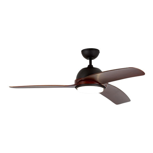 52" 3 Blade Ceiling Fan With Led Light - Dark Wood / Black