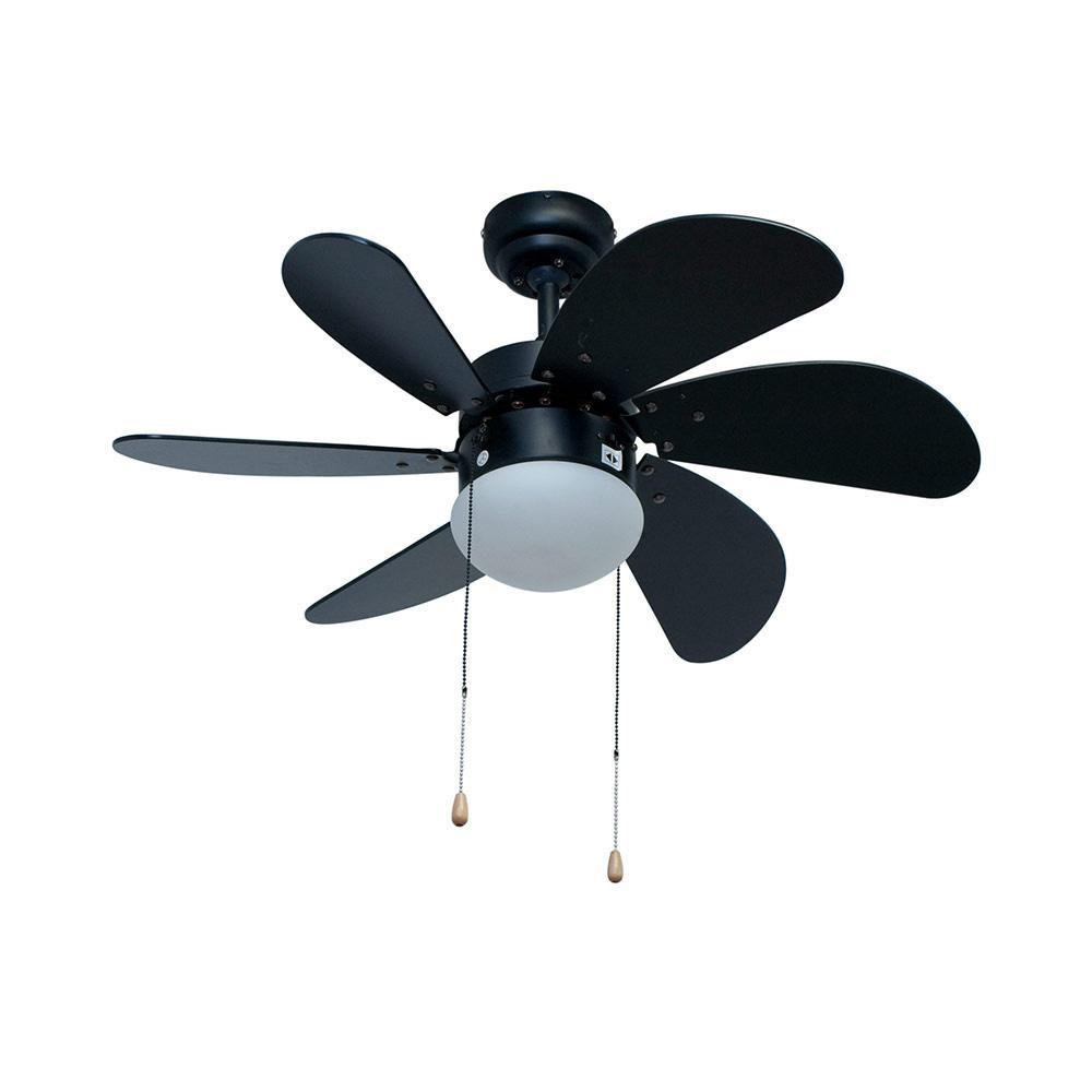 30" 6 Blade Turbo Swirl Ceiling Fan With Light - Black