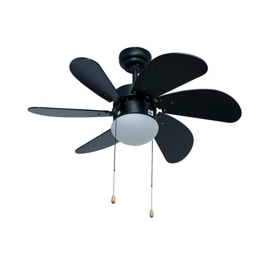 30" 6 Blade Turbo Swirl Ceiling Fan With Light - Black