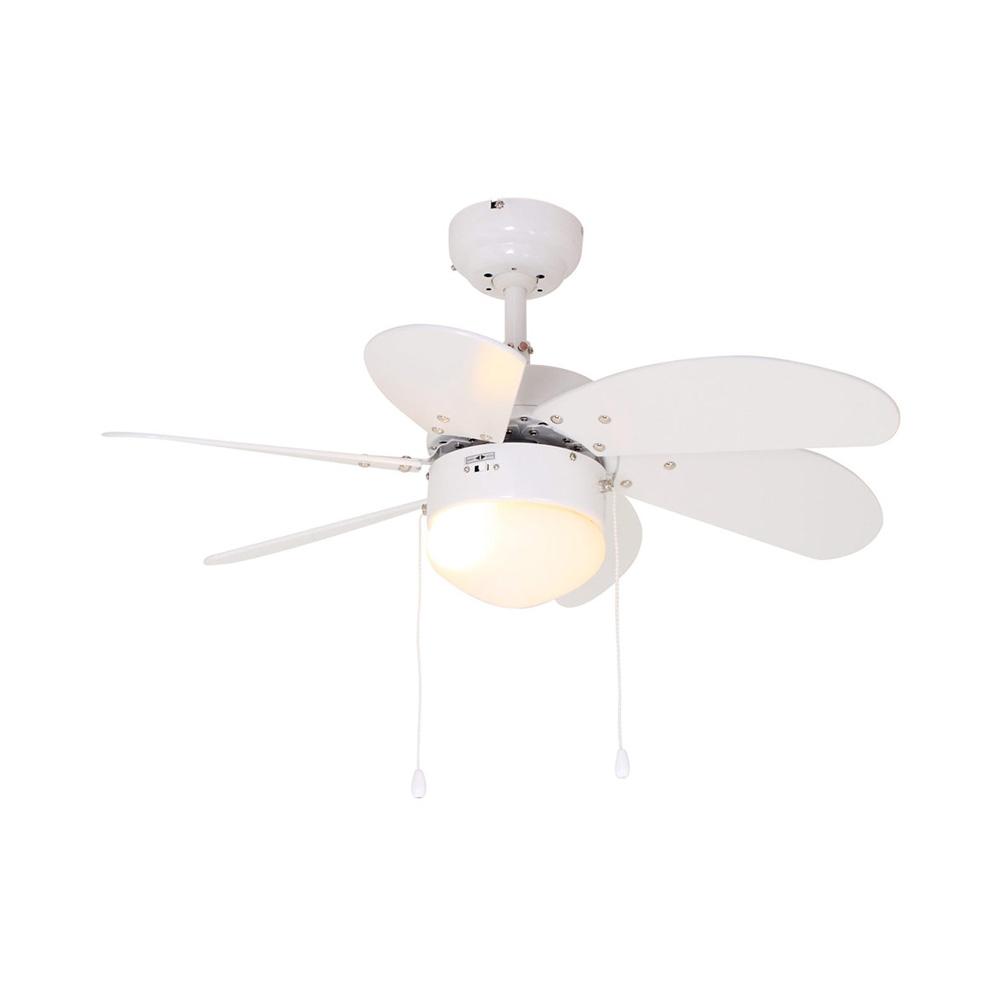 30" 6 Blade Turbo Swirl Ceiling Fan With Light - White