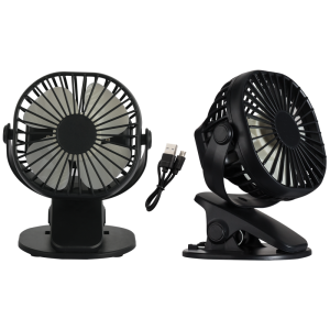 Brightstar Portable Rechargeable 3-Speed Black Clip-On/Table Fan with USB Cable