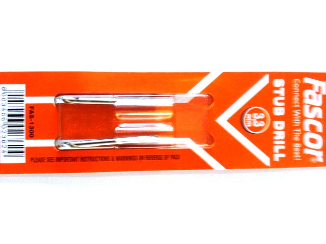 Drill Fascor Stub D/End Card 3.3Mm 2Pc