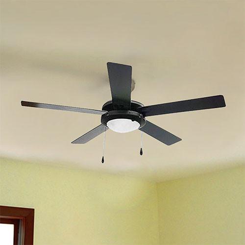 52" 5 Blade Ceiling Fan With Lights - Black