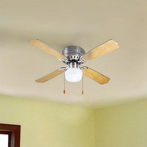 42" 4 Blade Ceiling Fan With Light - Satin Chrome