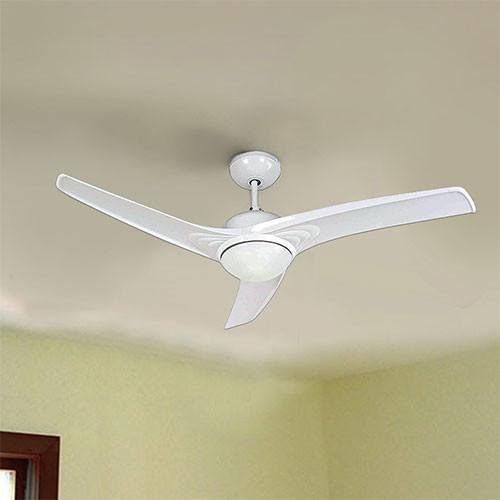 52" 3 Blade Ceiling Fan With Light And Remote - White