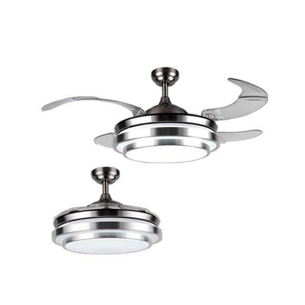 42" 4 Retractable Blade Ceiling Fan With Light And Remote - Satin Chrome