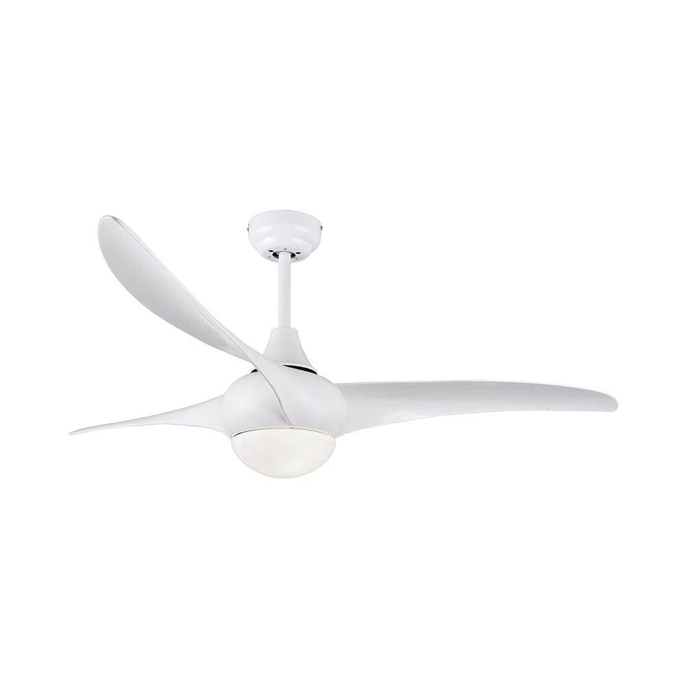 52" 3 Blade Ceiling Fan With Led Light And Remote - White Finish