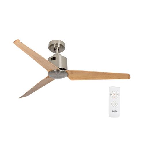 52" 3 Blade Ceiling Fan - Brown Wood / Satin Nickel