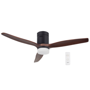 Brightstar FCF077 Matt Black 52" Ceiling Fan with Walnut Wood Blades and CCT LED Light