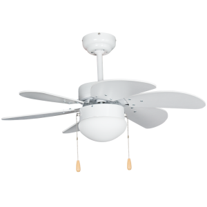 Brightstar Elegant White Metal Ceiling Fan with Opal Glass and 6 Blades