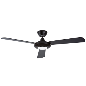 Brightstar FCF091 Black Metal Ceiling Fan with 3 Reversible Black/Brown Blades and 12W LED Light