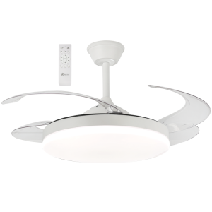Brightstar FCF092 White Retractable Ceiling Fan with LED Light and Remote Control