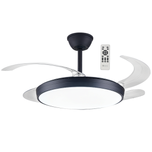 Brightstar FCF093 Black 42" Retractable Blade LED Ceiling Fan with Remote and 3 CCT