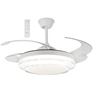 Brightstar FCF094 White Ceiling Fan with Retractable Blades and 3 CCT LED Light