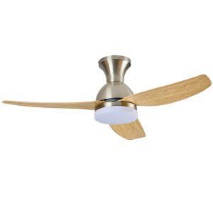 Brightstar FCF100 Satin Chrome 40" Ceiling Fan with Light Wood ABS Blades and 3 CCT LED Light