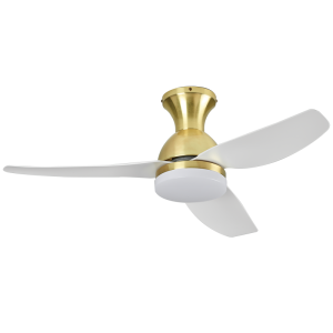 Brightstar FCF101 Antique Brass Ceiling Fan with White ABS Blades and 3 CCT LED Light