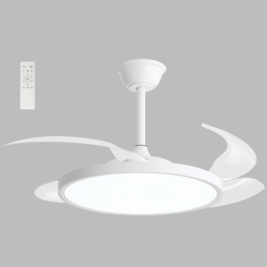 Brightstar FCF105 White 42-inch Retractable Blade Ceiling Fan with 36W 3 CCT LED Light