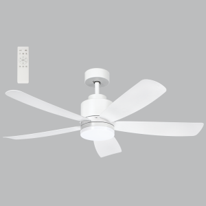 Brightstar FCF111 52" White Ceiling Fan with 5 ABS Blades and 3 CCT LED Light