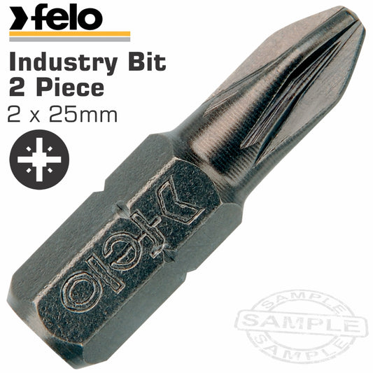 Felo Pozi Pz2 X 25Mm 2Pc Ins.Bit