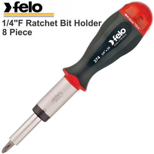Felo Mag/Handle Ratchet Bit Holder 8 In 1 S/Driver Sl/Ph/Pz