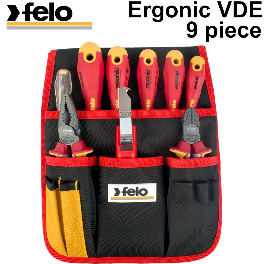 Felo 413 S/Driver Set 9Pc Ergonic Insulated Vde Sl/Ph/Main/Pliers/Cut