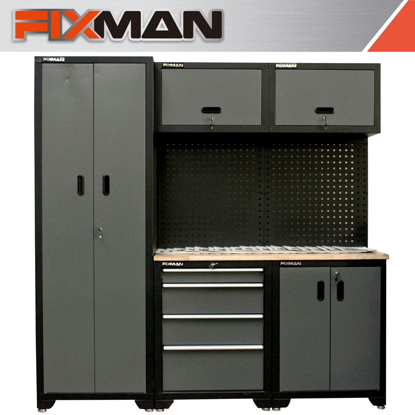 Fixman Garage Storage Unit 1980 X 2000 X 457Mm 5Pc Cabinet / Panel Boa