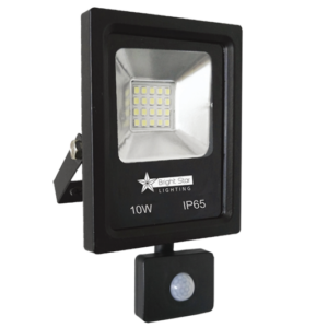Brightstar FL031 Black 10W LED Flood Light with PIR Sensor (6000K, 800 Lumen, IP65)