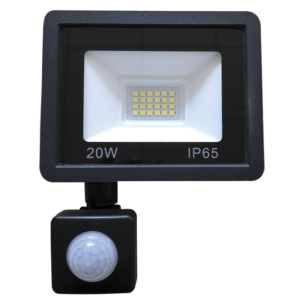 Brightstar FL075 20W Black LED Flood Light with PIR Sensor (6000K, 1300 Lumen)
