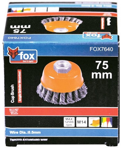 Fox Twist Knot Wire Cup 75Mm-M14 Stainless Steel