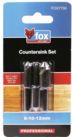 Fox Contersink Set 8 10 12.0Mm 3 Piece