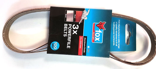 Abrasive Fox P/File Belt 10X457Mm 100G 3Pc