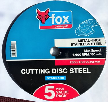 Abrasive Fox Cut Steel 230X1.6Mm Promo 5Pc