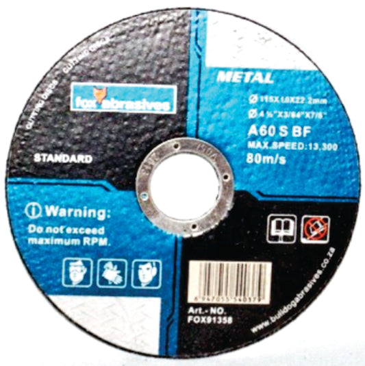 Abrasive Fox Cutoff Steel 115X1.0Mm Std